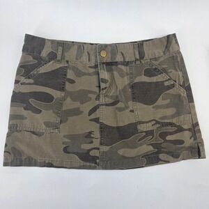 Billabong 3 Camo Mini Skirt Green Brown Cotton Utility Cargo Gorpcore Bratz y2k